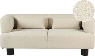 Beliani 2 Seater Sofa Off-White Boucle Upholstery Material Modern Style Living Room MOVIK