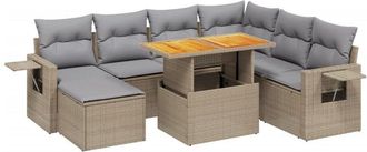 vidaXL Vidaxl - Juego De Sof&aacute;s De Jard&iacute;n Con Cojines Beige 8 Pzas Rat&aacute;n Pe