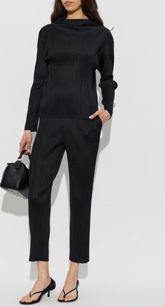 Pleats Please Issey Miyake Pleated Top, Womens, Black