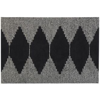 Beliani Alfombra De Algod&oacute;n Negro Blanco 140 X 200 Cm Pelo Corto Patr&oacute;n Geom&eacute;trico Escandinavo Bathinda