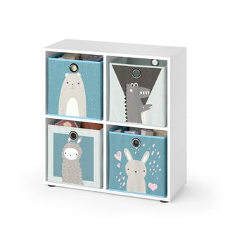 Vicco Estanter&iacute;a Infantil Tetra, Blanco, 72.6 X 72 Cm Con 4 Cajas Plegables (gris/azul), Vicco