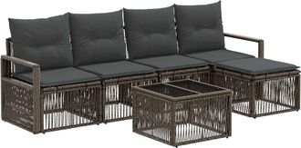vidaXL Conjunto De Sof&aacute;s De Jard&iacute;n 6 Uds. Gris Rat&aacute;n Sint&eacute;tico Vidaxl