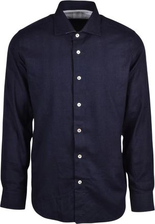 Eleventy Heren, Overhemden, Blauw, Maat: XL Flanel