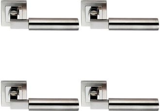 Loops 4x PAIR Square Cut Mitred Bar Handle Concealed Fix Polished & Satin Steel