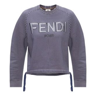 Fendi (WMNS) FENDI Logo Printing hooded Long Sleeves Hoodie Gray FS7102AD96F1BGT