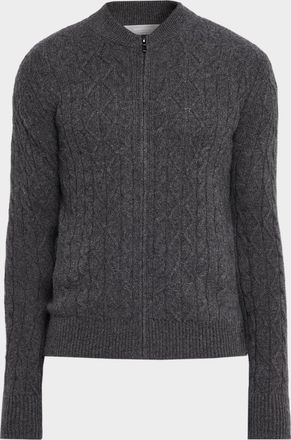Neiman Marcus Men & apos;s Cashmere Cable Knit Full-Zip Sweater