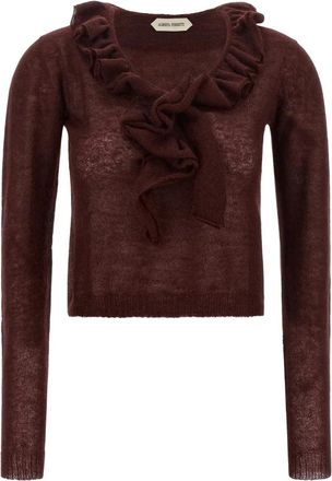 Alberta Ferretti Mohair Blend Cropped Sweater - Dames - Ronde hals truien - Rood - S - Truien & Vesten