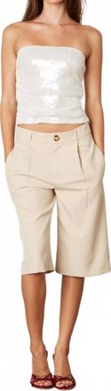 Cotton Candy L.A. Mid-Rise Trouser Shorts In Stone