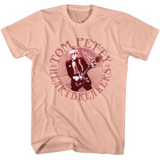 American Classics Tom Petty & The Heartbreakers Playing The Guitar Adult Peach Short Sleeve T Shirt Graphic Tees, Peach, XL