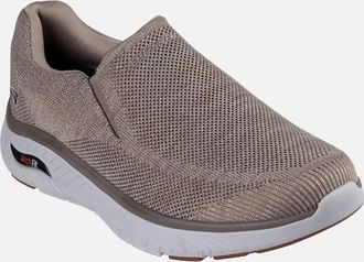 Skechers Mens Skechers Arch Fit Crosser Locke Synthetic Mens Taupe Trainers - Brown - Size: 11
