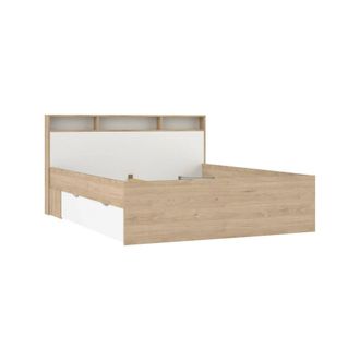 Dmora Cama Doble Capucine, Sommier Para Dormitorio, Estructura De Cama Por Habitaci&oacute;n, Estructura Del Sostenedor Del Colch&oacute;n, 216x170 H97 Cm, Roble Y Blanco