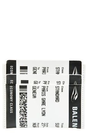 Balenciaga Boarding Pass Leather Card Case in 1090 Black/White at Nordstrom