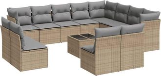 vidaXL Set Sof&aacute;s De Jard&iacute;n Con Cojines 13 Pzas Rat&aacute;n Sint&eacute;tico Beige Vidaxl