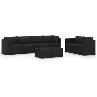 vidaXL 7 Pcs Garden Lounge Set Con Vime Pe Negro