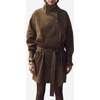 Mango Funnel Neck Belted Trench Coat in Medium Brown at Nordstrom, Size Xx-Small