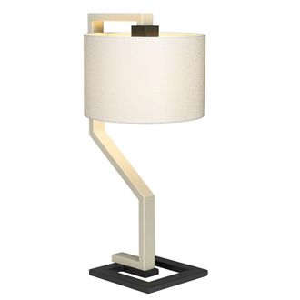 Loops Table Lamp Light Ivory Shade Cream & Dark Grey Painted Metal Base LED E27 60W