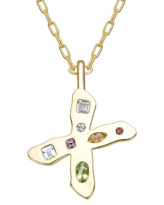 Genevive 14K Plated Cz Alphabetical Necklace