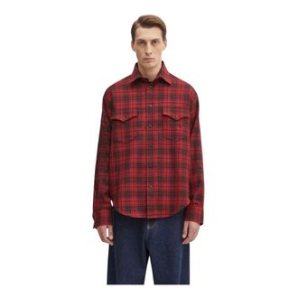 VETEMENTS Plaid Embroidered Shirt - Heren - Casual Overhemden - Rood - L - Wol - Overhemden