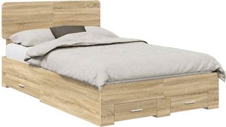 vidaXL Estructura De Cama Con Cabecera Roble Sonoma 135 X 190 Cm Vidaxl