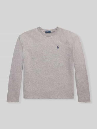 Polo Ralph Lauren Relaxed Fit Langarmshirts aus reiner Baumwolle in Mittelgrau Melange, Gr&ouml;&szlig;e XXL