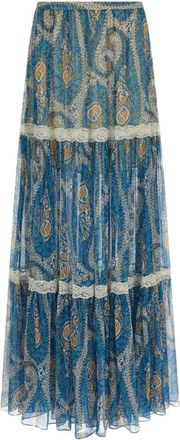 Etro Light Blue Lace insert skirt