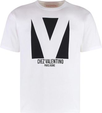 Valentino Mens Chez Print Jersey T-Shirt in White Cotton - Size X-Large