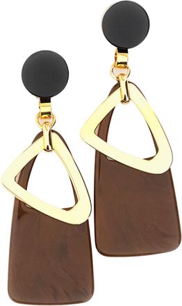 Plan C Multicolor Geometric Metal Resin Drop Earrings