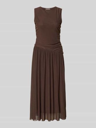 Christian Berg Midikleid aus Mesh in asymmetrischem Look in Dunkelbraun, Gr&ouml;&szlig;e 34