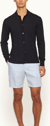 Orlebar Brown Norwich Lino Tailored Fit Smart Italian Linen Shorts in Springwater Blue at Nordstrom, Size 38