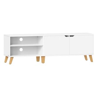 Vasagle Mueble de tv de 2 puertas con estantes ajustables de 160 cm de blanco