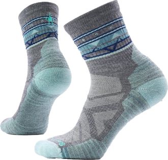 Smartwool Womens Hike Light Cushion Zig Zag Valley Mid Crew Socks Gray L
