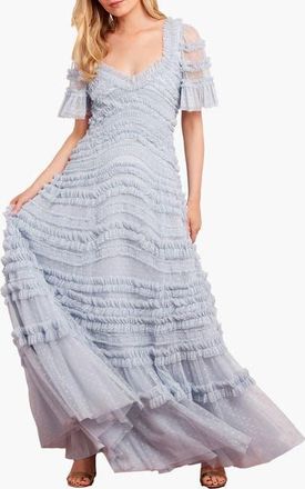 Needle & Thread Amara Ruffle Gown in Skylight at Nordstrom, Size 6