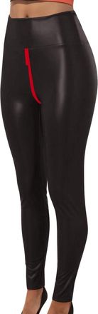 Generic Gym Leggings for Women Butt Lifting | Yoga Leggings for Women UK Plus Size Leather Running Leggings Open Crotch Zipper Straight Leg Trousers Slim Fit 