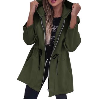 Generic Winter Coat for Women Uk Dog Walking Coats Womens Zip Hoodie Sweatshirt Oversized Long Sleeve Casual Drawstring Waist Side Slit Tunic Windbreaker Ladi