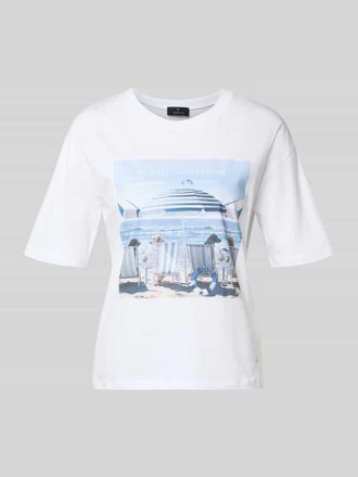 Monari T-Shirt mit Motiv-Print Modell Beach Dogs in Offwhite, Gr&ouml;&szlig;e 34
