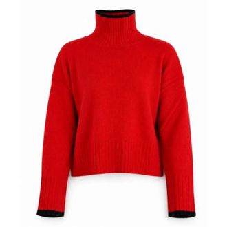 Pinko Falkland Turtleneck Sweater - Dames - Coltruien - Rood - XS - Wol - Truien & Vesten