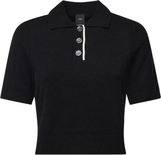 Pinko Gorgona Polo - Dames - Ronde hals truien - Zwart - M - Wol - Truien & Vesten
