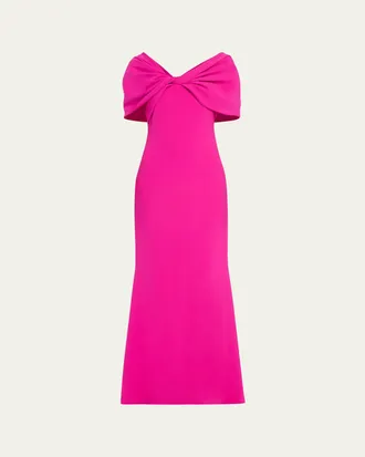 Badgley Mischka Twist-Front Trumpet Gown