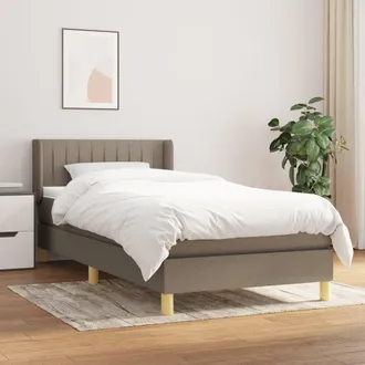 vidaXL Cama Box Spring Con Colch&oacute;n Tela Gris Taupe 90x190 Cm Vidaxl