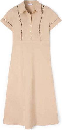 Motivi Blousejurk met opengewerkt - Dames - Casual kleedjes - Beige - XS - Katoen - Kleedjes