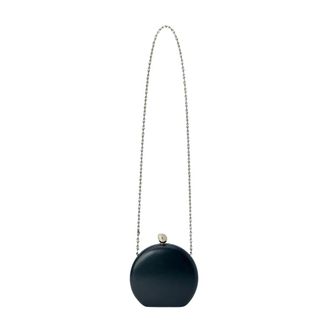 Sportmax Curved Clutch met kettinghengsel - Dames - Tassen - Zwart - Maat: ONE Size Leer