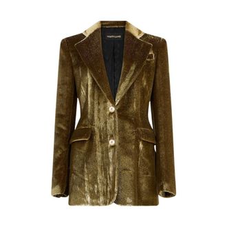 Roberto Cavalli Gold Velvet Blazer - female - Roberto Cavalli - Blazers - Yellow - XS - Jackets
