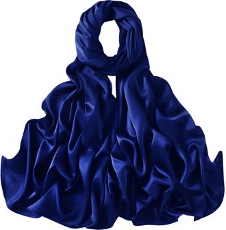 Lina & Lily Womens Silky Satin Scarf Shawl Wrap for Wedding Evening Dress (Royal Blue)