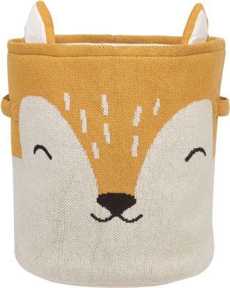 Beliani Cesta De Almacenaje Infantil Zorro Juguetes Con Asas Algod&oacute;n Beige Y Naranja Harrori