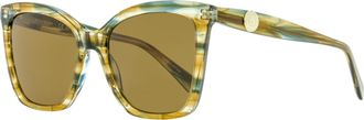 Longchamp Womens Square Cat Eye Sunglasses LO742SN 211 Striped Brown/Petrol 54mm