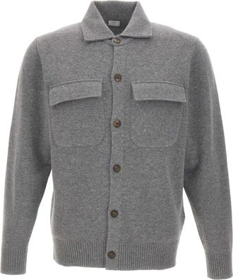 Eleventy Wool Cashmere Shirt - Heren - Vesten - Grijs - XL - Wol - Truien & Vesten