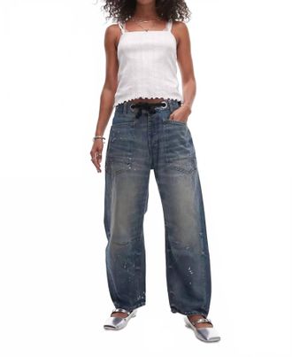 Free People Moxie Low Slung Distressed Jeans In Timeless Blue