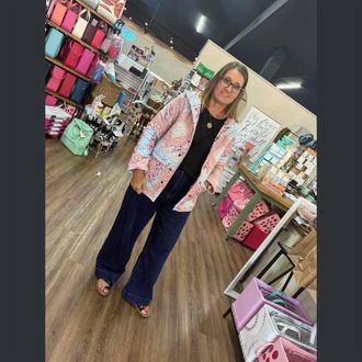 Ida Mae Home Adeline Patchwork Quilted Jacket In Pink