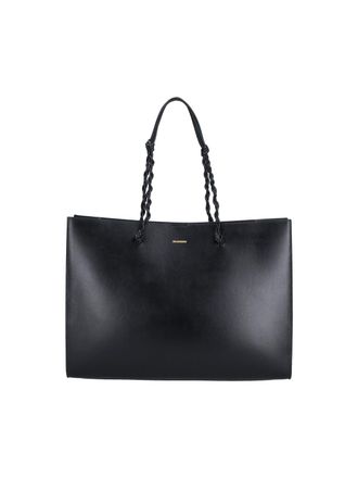 Jil Sander Black Tangle Leather Tote Bag
