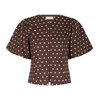 Neo Noir Anela Dot Blouse - female - Neo Noir - Blouses - Brown - XL - Blouses & Shirts